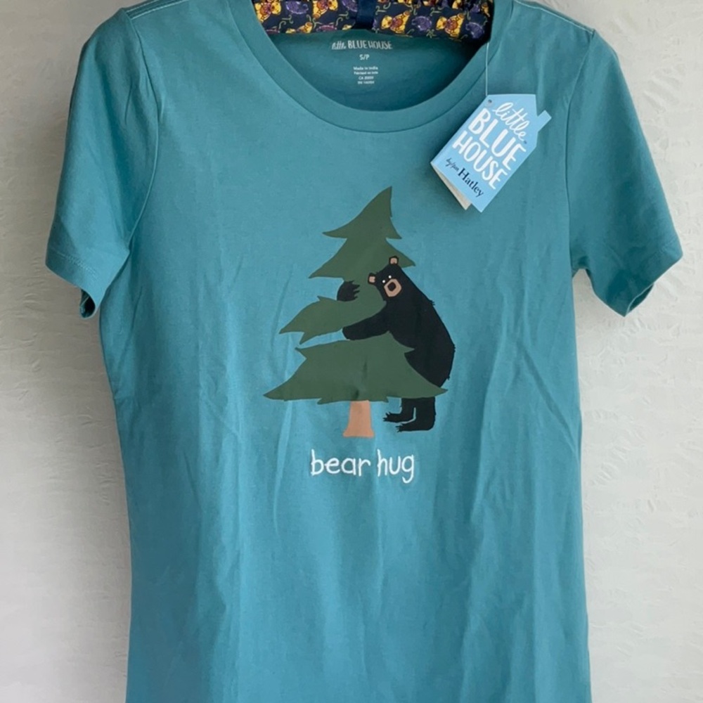 little Blue House Life in the Wild Women’s Tee / Pajama Tee Teal 100% Cotton S